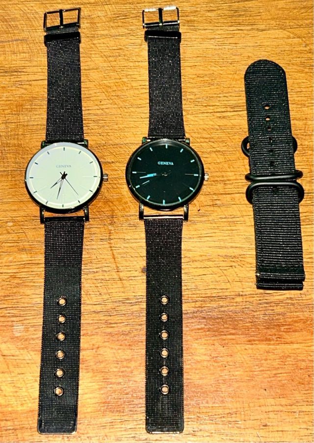 2 Orologi Geneva Nero e Bianco