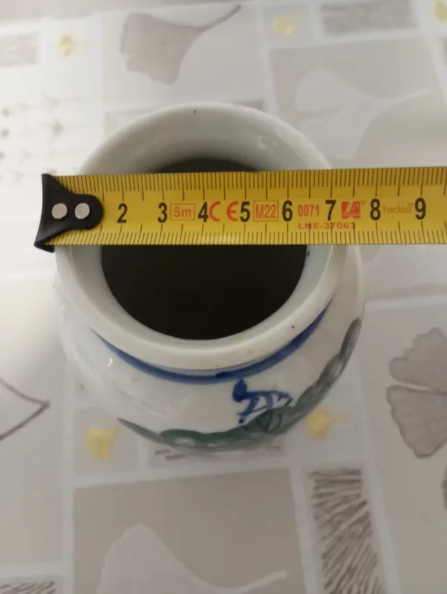 Vaso ceramico medio blu e bianco