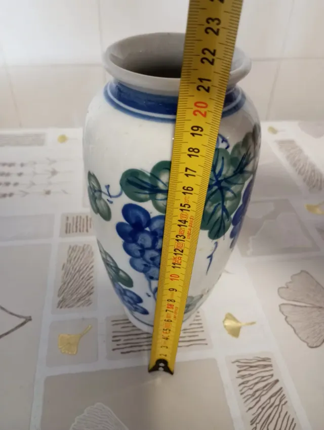 Vaso ceramico medio blu e bianco