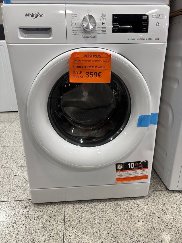 Lavadora Whirlpool 9kg 1200RPM FFB 9258 WV SP