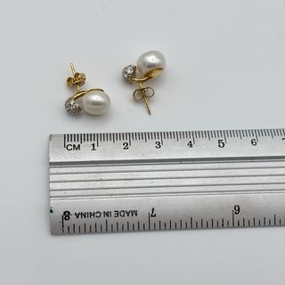 Pendientes perla y circonitas oro 18kt