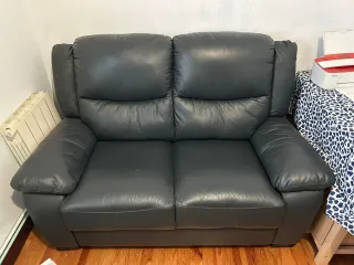 Sofá de 2 plazas en cuero azul