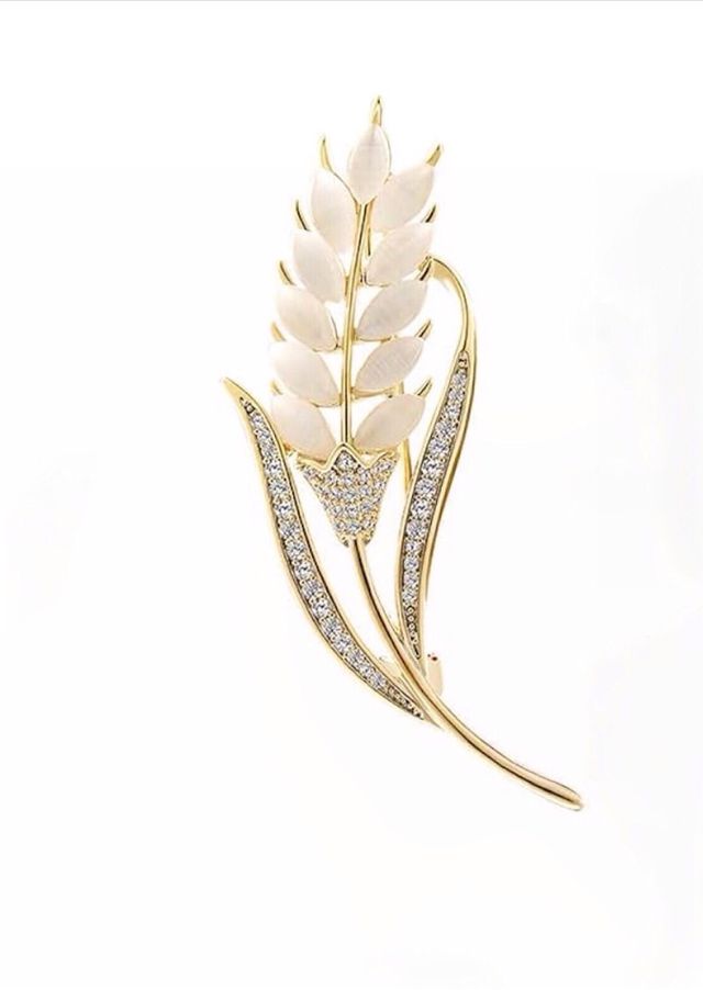 Broche dorado con forma de espiga elegante