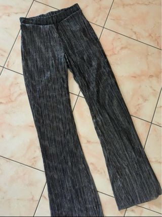 Pantaloni flare lurex neri/argento