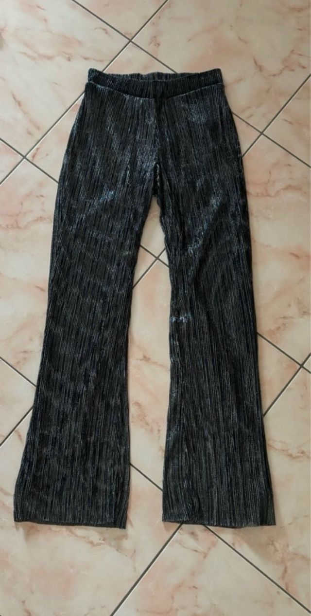 Pantaloni flare lurex neri/argento