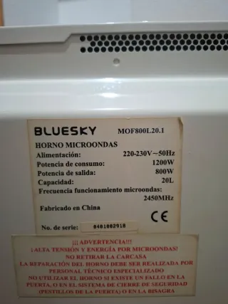 Microondas Bluesky Blanco