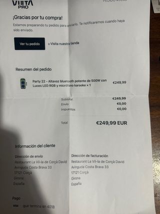 Altavoz Vieta Pro 500W RGB LED