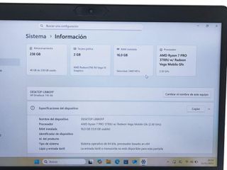 PORTATIL HP ELITEBOOK 745 G6 256GB SSD/16GB RAM/RYZEN 7 PRO 3700U/W11/14"