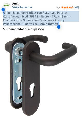 Juego Manillas Amig Puertas Cortafuegos Negro