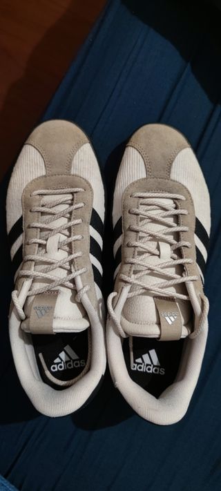 Adidas VL Court 3.0 Talla 42 Hombre Beige/Blanco