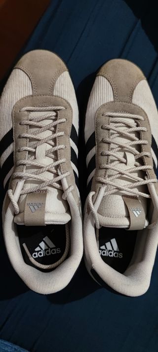 Adidas VL Court 3.0 Talla 42 Hombre Beige/Blanco