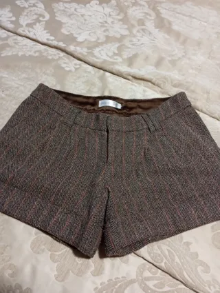 Pantalón corto lana espiga