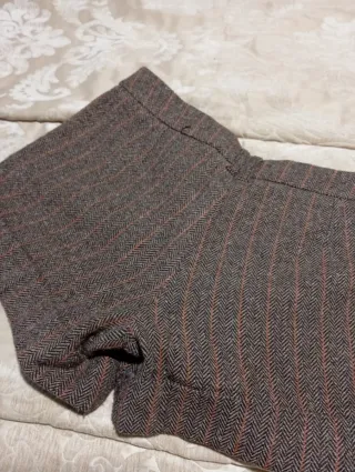 Pantalón corto lana espiga