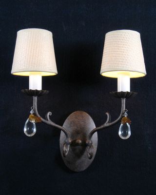 Aplique Rústico Cuerno Metal y Cristal