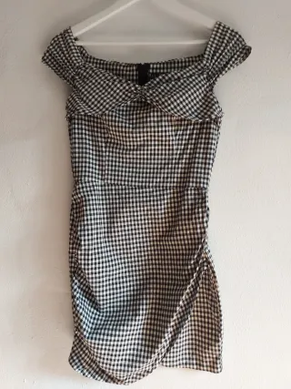 Vestido cuadros vichy negro y blanco