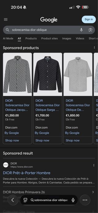 Camisa Dior Oblique Original