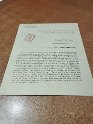 Tarjeta Postal La Verbena de la Paloma CIFESA