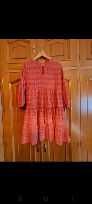 Vestido de cuadros color salmón