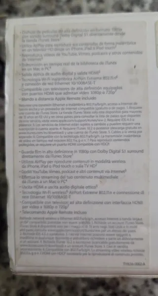 Apple TV con mando y cables modelo a1469