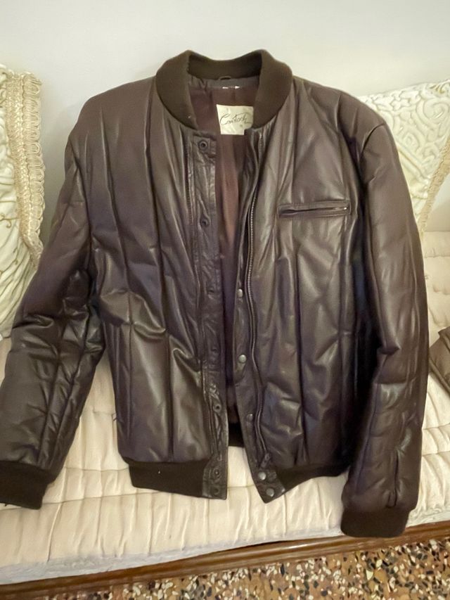 Giacca Comstock vera pelle vintage marrone