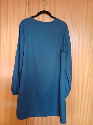 Vestido largo azul verdoso
