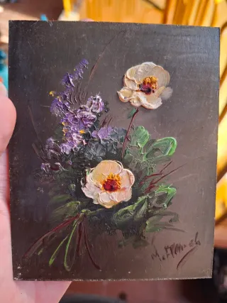 Lote 3 cuadros pequeños flores