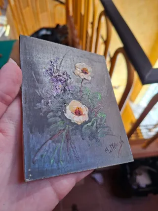 Lote 3 cuadros pequeños flores