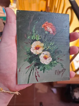 Lote 3 cuadros pequeños flores