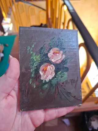 Lote 3 cuadros pequeños flores