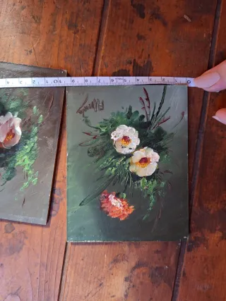 Lote 3 cuadros pequeños flores