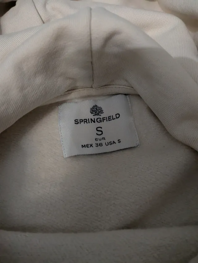 Sudadera Springfield Beige con Dibujo, talla S