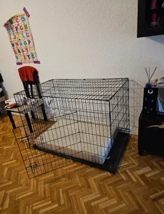 Jaula para perros negra plegable