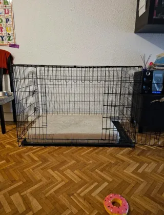 Jaula para perros negra plegable