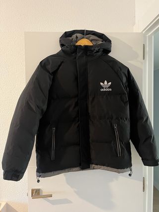 Abrigo Adidas Negro y Gris Invierno