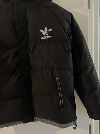 Abrigo Adidas Negro y Gris Invierno