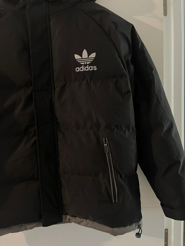 Abrigo Adidas Negro y Gris Invierno