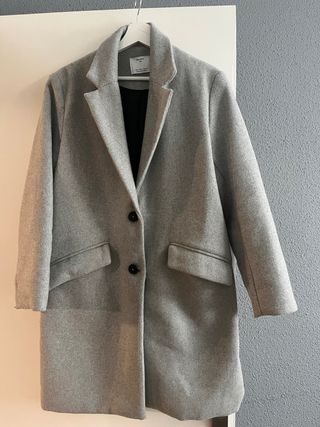 Abrigo paño Bershka invierno gris talla L
