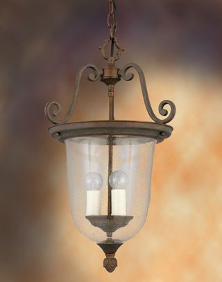 Farol colgante de vidrio y metal