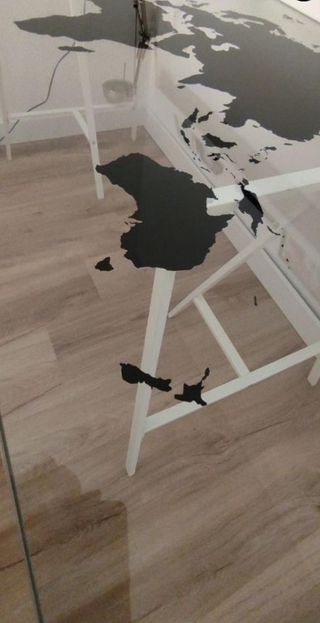 Mesa Escritorio Cristal Transparente Mapa Mundo