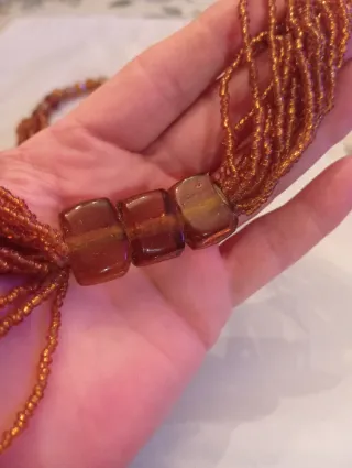 Collar étnico hessonita marrón y dorado