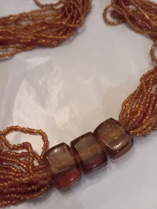 Collar étnico hessonita marrón y dorado