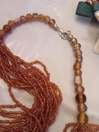 Collar étnico hessonita marrón y dorado