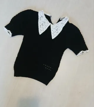 Jersey Zara Negro con Cuello Blanco