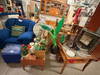 Sofá y sillón tela y madera