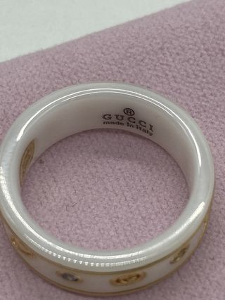 Anillo Gucci 18 CT Oro Blanco Piedras Preciosas