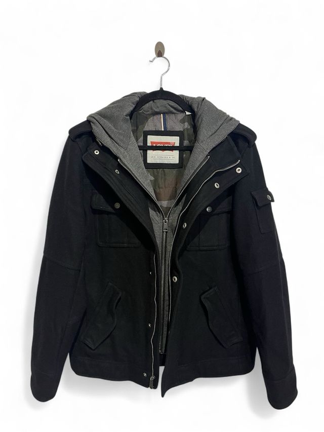 LEVI'S Giacca Uomo Lana Nera con Cappuccio