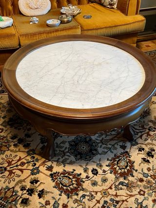 Mesa de centro redonda madera y mármol