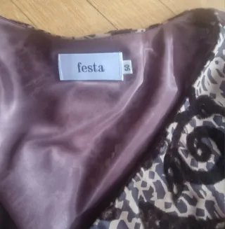 Blusa Festa marrón y beis