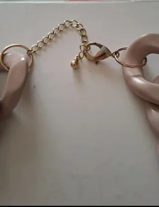 Collana girocollo catena maglie beige oro