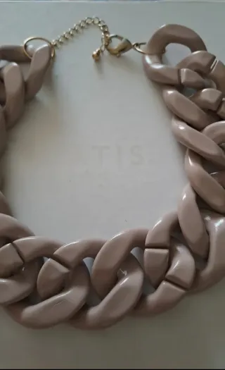 Collana girocollo catena maglie beige oro